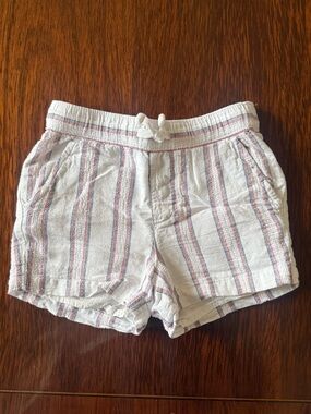 Janie and Jack White Shorts with Red and Blue Stripes